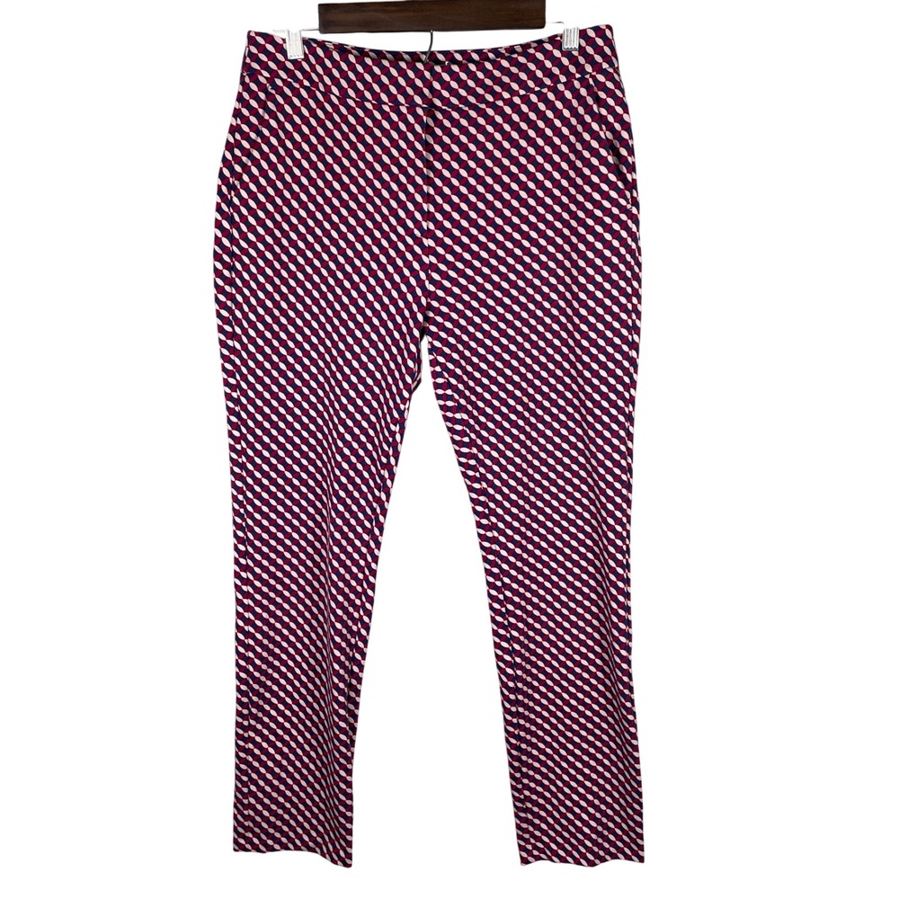 Boden Richmond 7/8 Trousers Women 8L Pink Navy Geometric Petal Slim Fit Pants